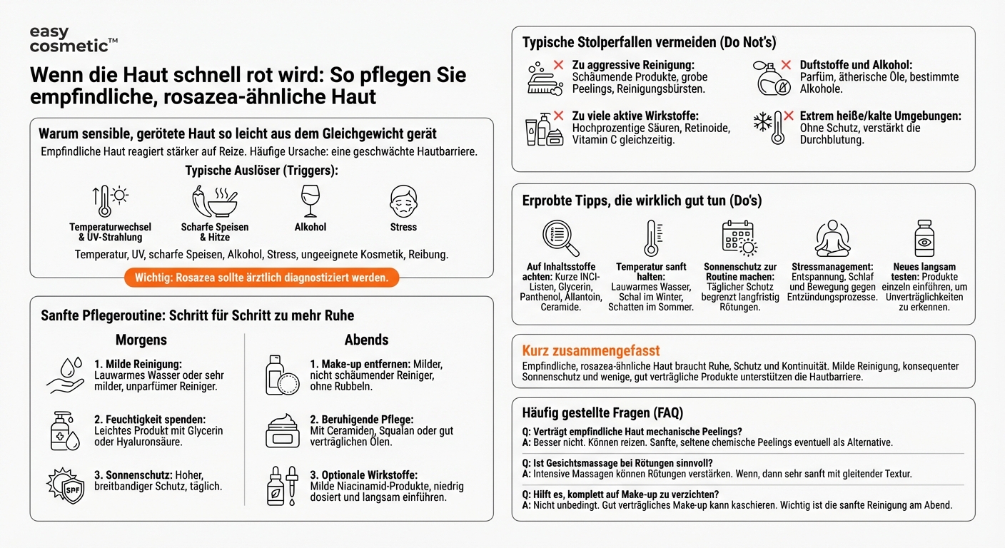 Wie pflegt man empfindliche, zu Rötungen neigende (rosazea-ähnliche) Haut?