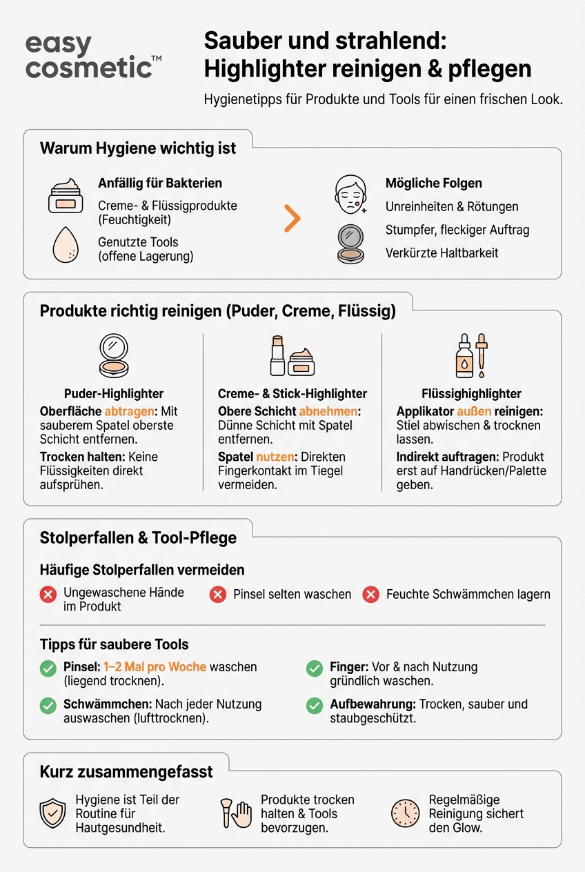 Wie reinige und desinfiziere ich Highlighter-Produkte und -Tools richtig?