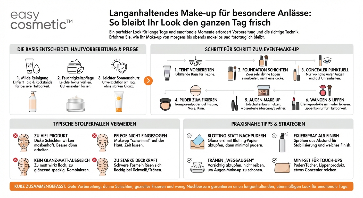 Wie schminke ich ein langanhaltendes Make-up für besondere Anlässe (z. B. Hochzeit)?