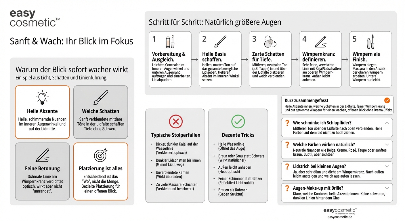 Wie schminke ich meine Augen größer, ohne dass es zu stark geschminkt wirkt?