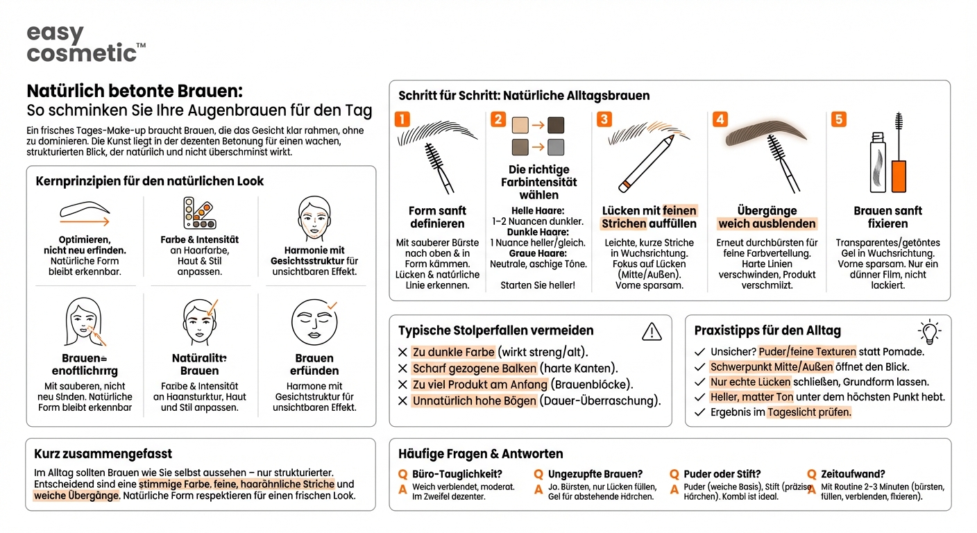 Wie schminke ich meine Augenbrauen passend zu einem natürlichen Tages-Make-up?