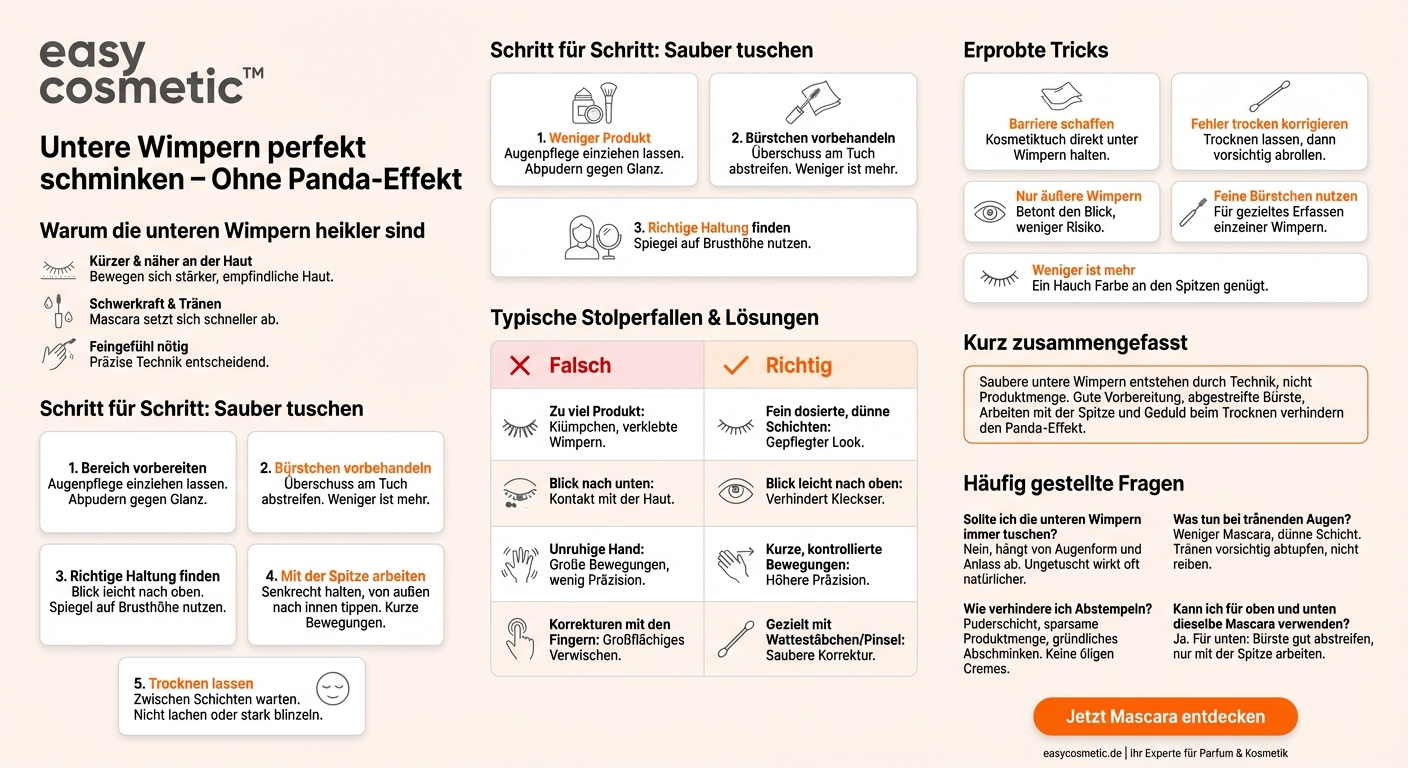 Wie schminke ich meine unteren Wimpern, ohne zu kleckern?