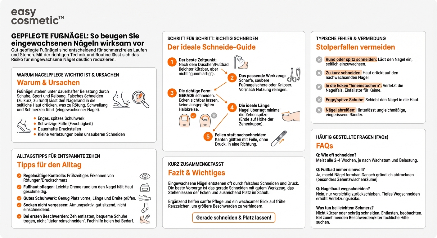 Wie schneide und pflege ich meine Fußnägel richtig, um eingewachsene Nägel zu vermeiden?