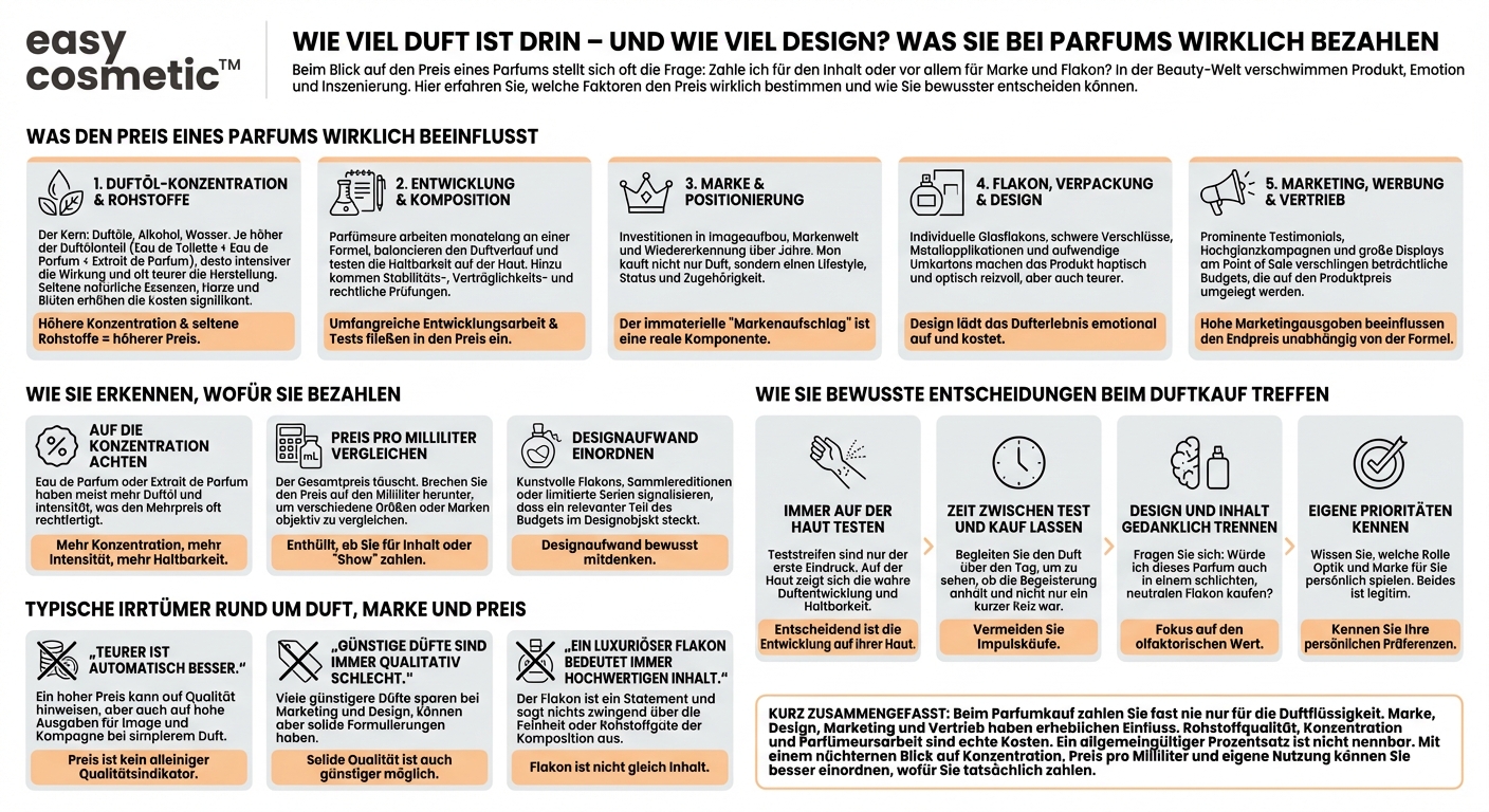 Wie sehr zahlt man bei Parfums für den Markennamen und das Design des Flakons mit?
