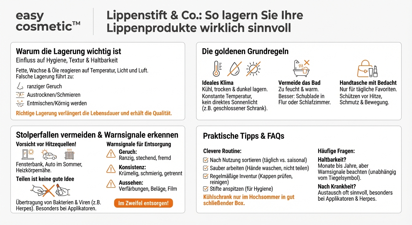 Wie sollte ich Lippenprodukte lagern, damit sie möglichst lange haltbar bleiben?