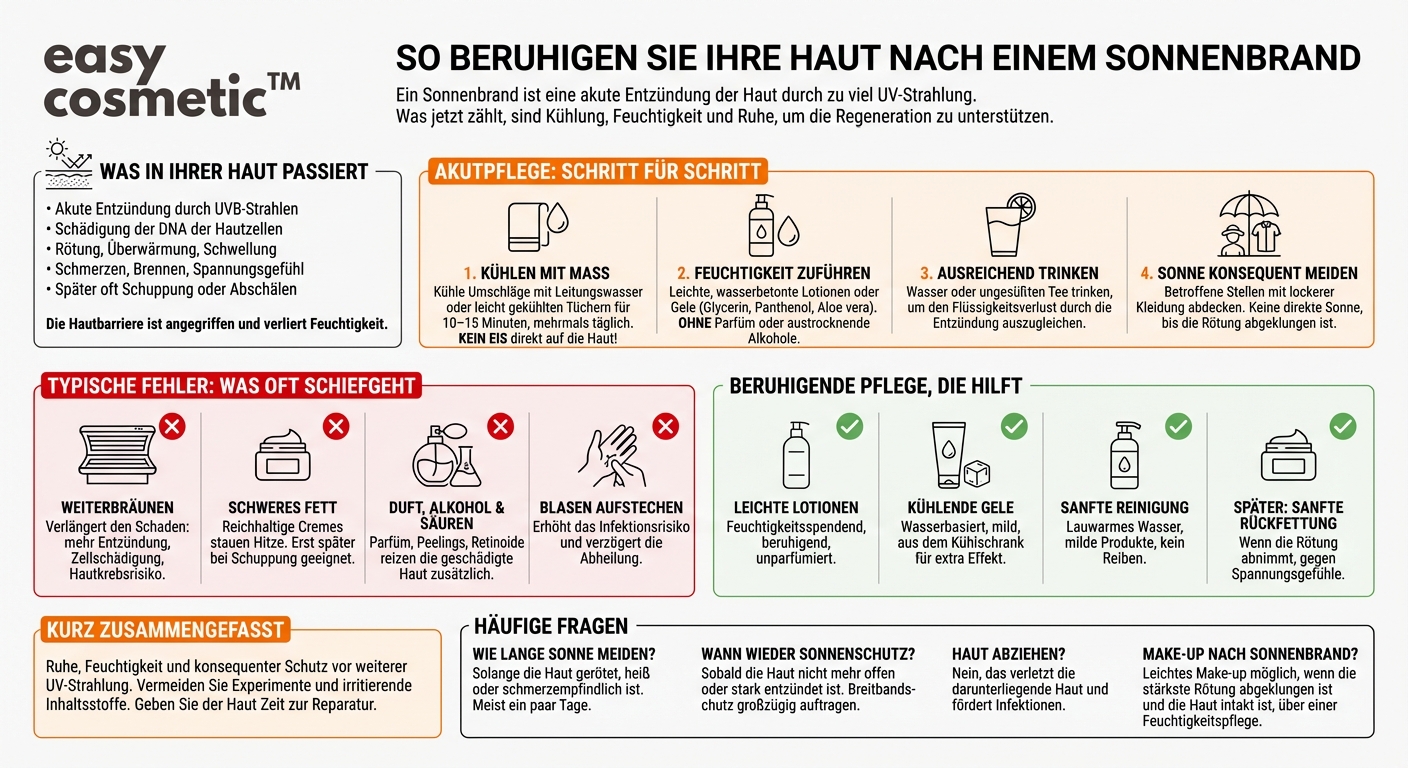 Wie sollte ich meine Haut nach einem Sonnenbrand pflegen und welche Produkte sind dann geeignet oder ungeeignet?