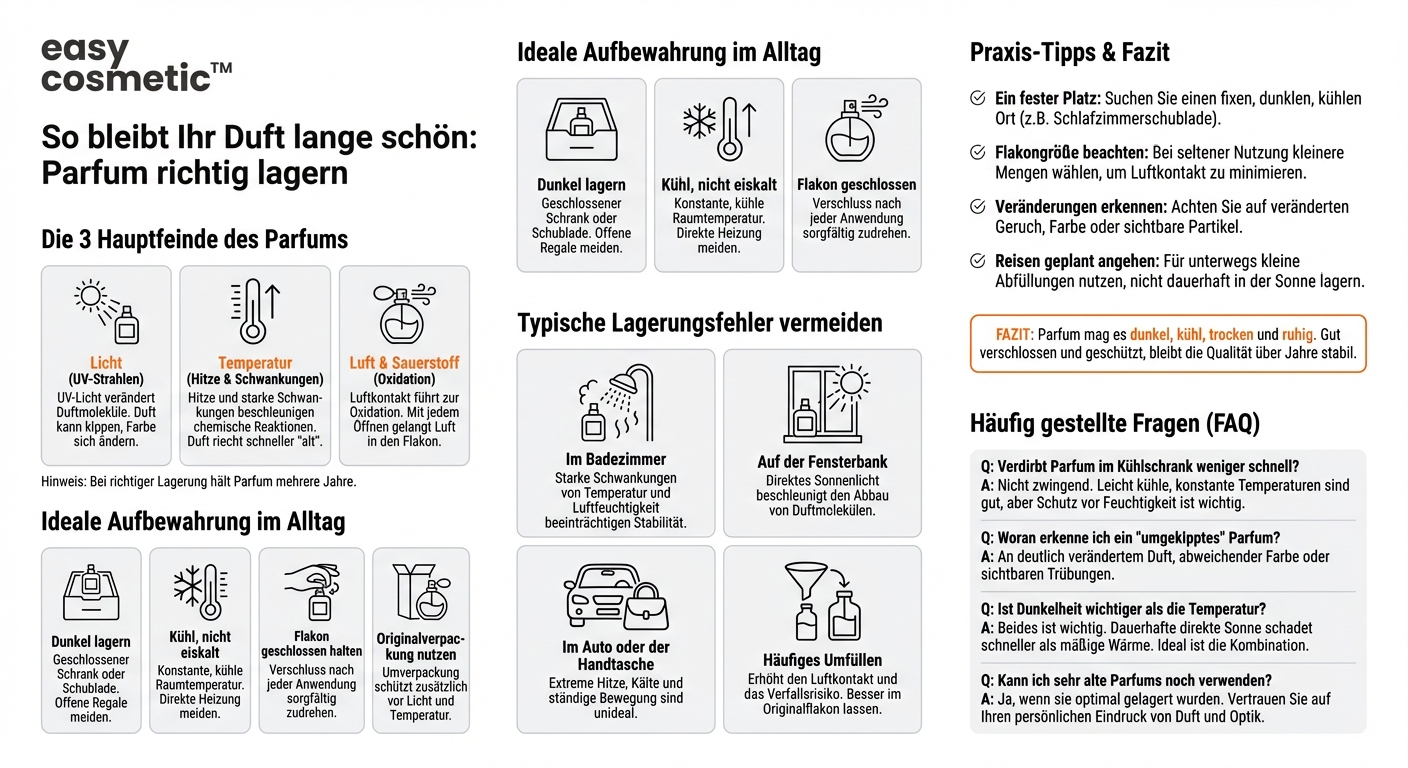 Wie sollte ich Parfum richtig lagern, damit es nicht an Qualität verliert?