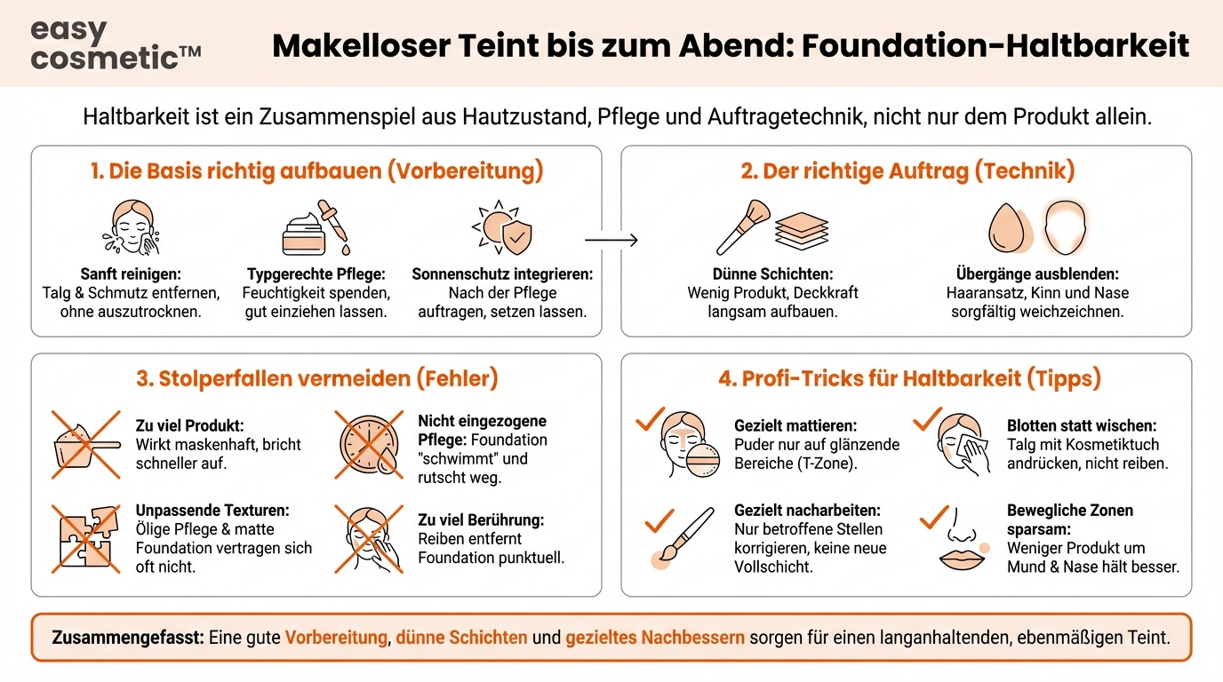 Wie sorge ich dafür, dass meine Foundation den ganzen Tag hält, ohne fleckig zu werden?