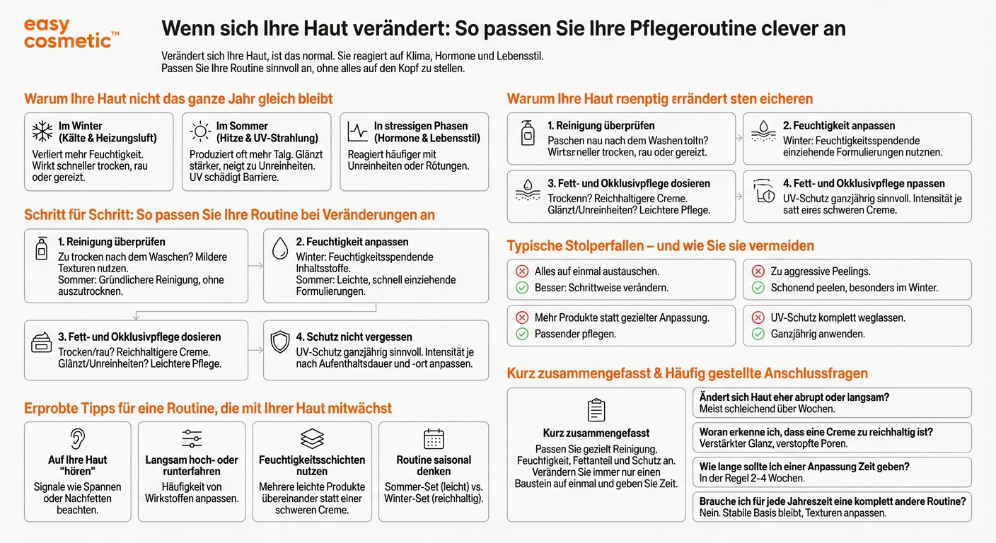 Wie stelle ich meine Routine um, wenn sich meine Haut verändert (z.B. Jahreszeitenwechsel)?