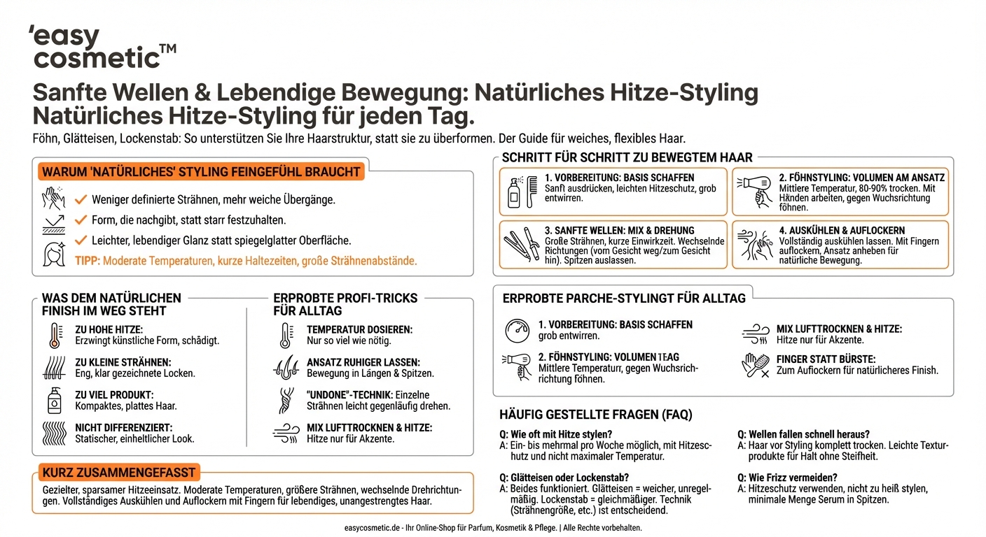 Wie style ich mein Haar mit Hitze, wenn ich ein besonders natürliches Finish mit viel Bewegung möchte?