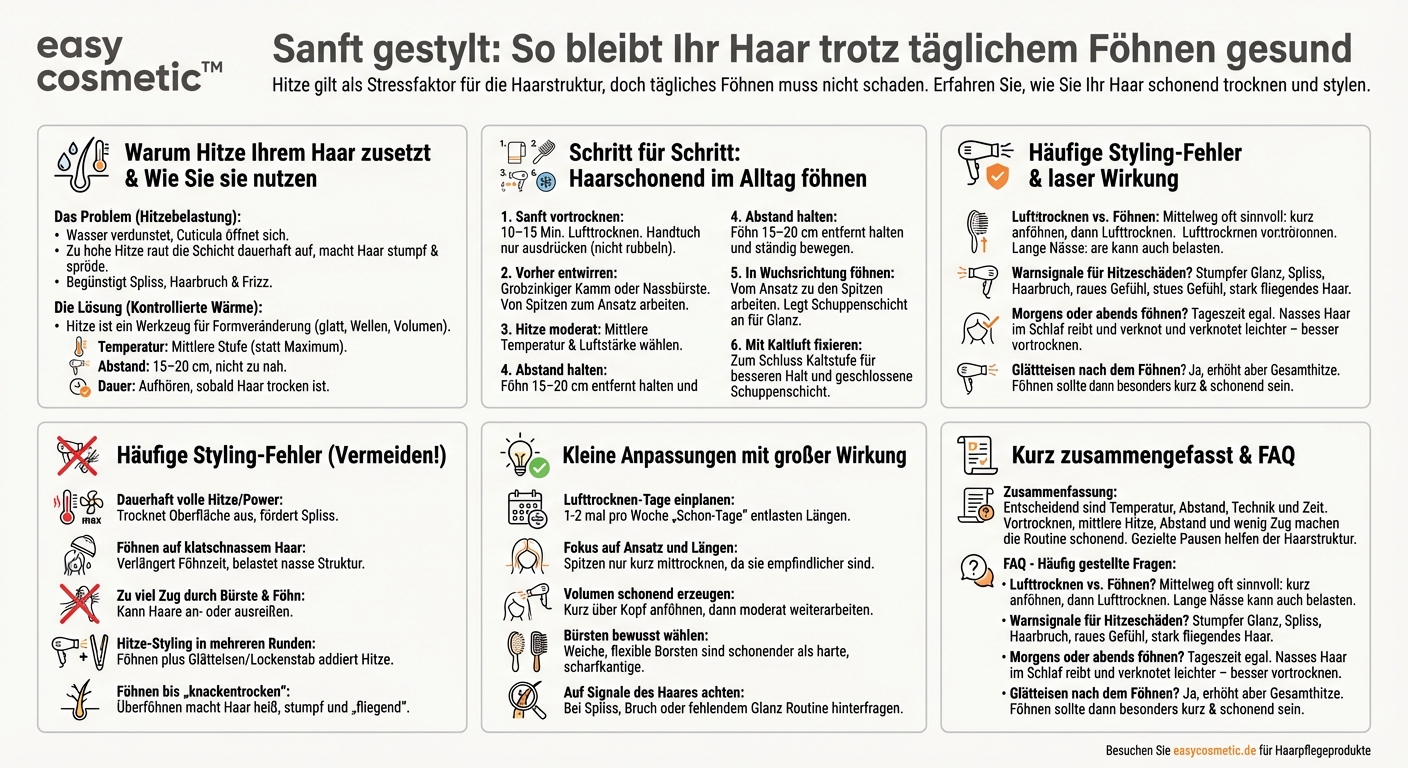 Wie style ich meine Haare, damit sie trotz täglichem Föhnen möglichst gesund bleiben?