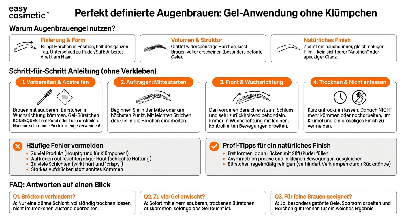 Wie trage ich Augenbrauengel richtig auf, ohne Klümpchen oder Verklebungen zu erzeugen?
