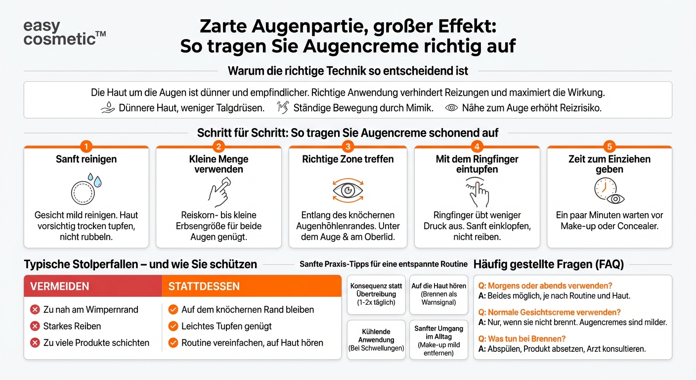 Wie trage ich Augencreme richtig auf, ohne die Haut zu reizen?