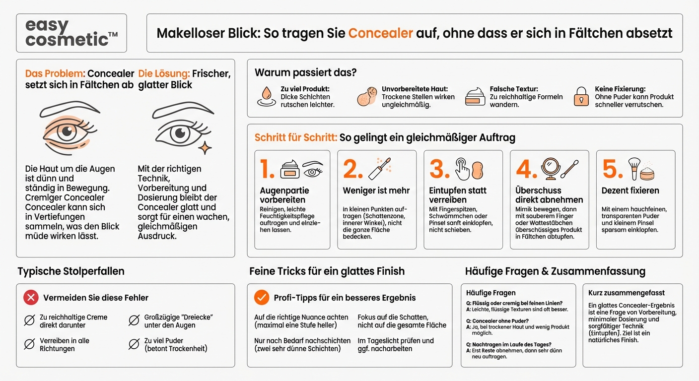 Wie trage ich Concealer richtig auf, ohne dass er sich in Fältchen absetzt?