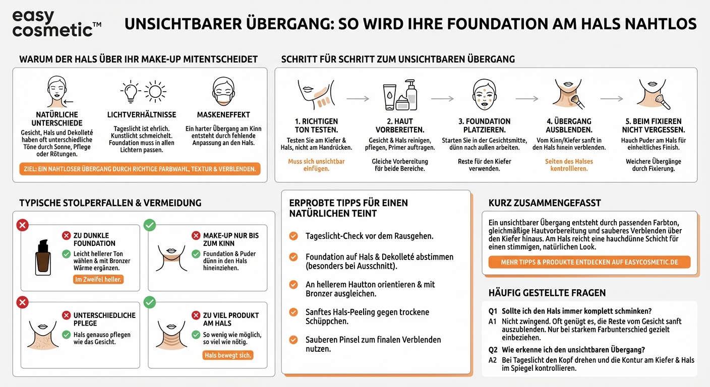 Wie trage ich Foundation auf, damit der Übergang zum Hals nicht sichtbar ist?