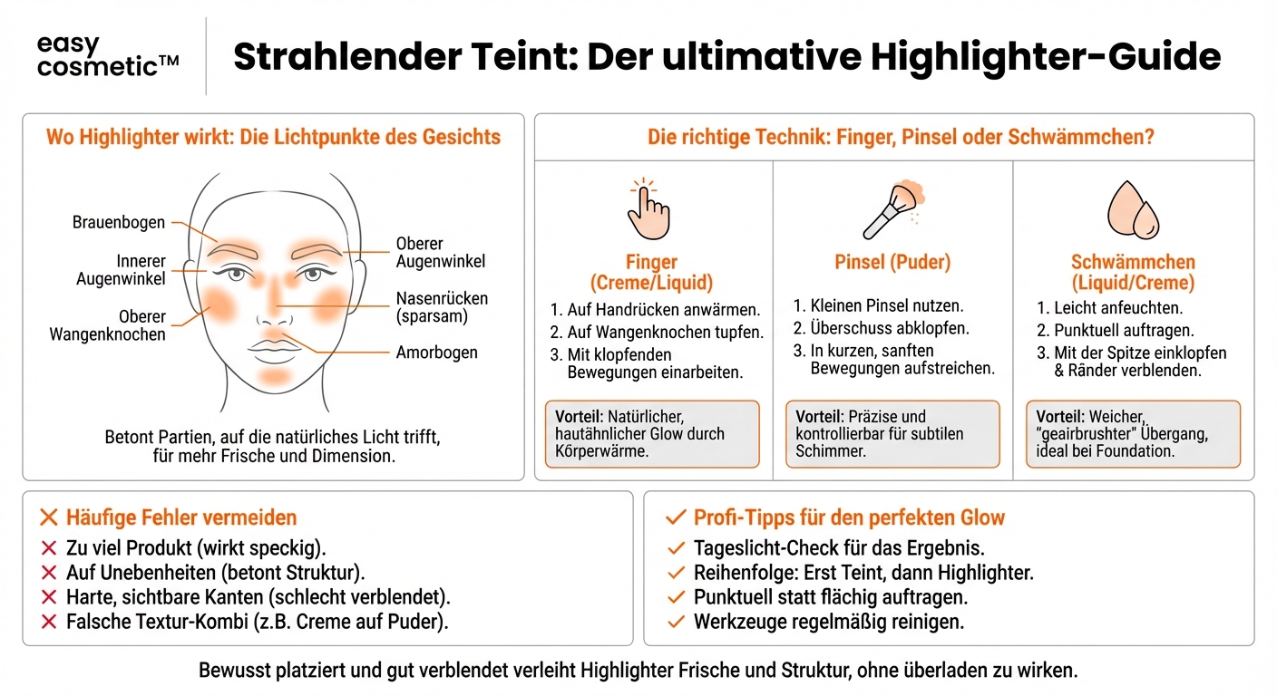 Wie trage ich Highlighter mit Fingern, Pinsel oder Schwämmchen richtig auf?