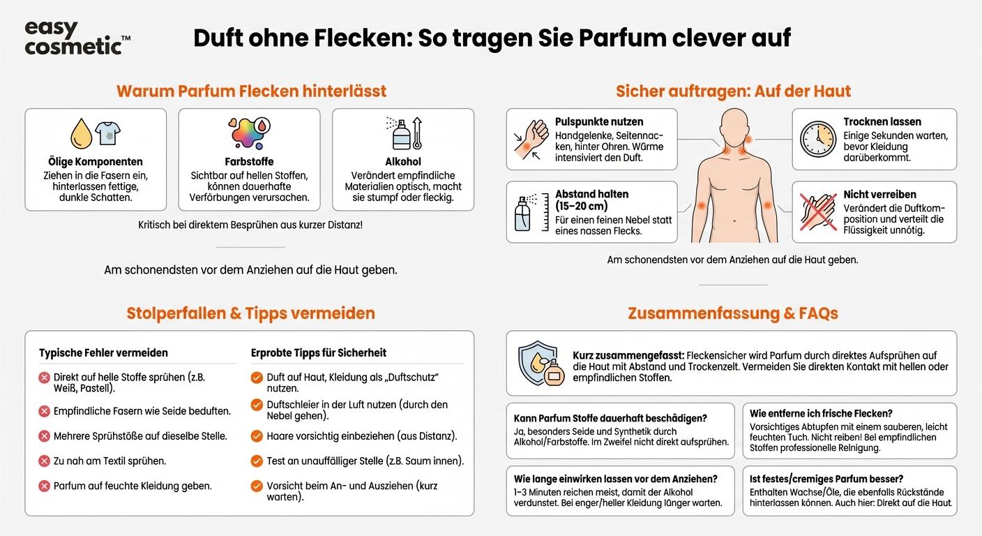 Wie trage ich Parfum am besten auf, ohne Flecken auf meiner Kleidung zu verursachen?