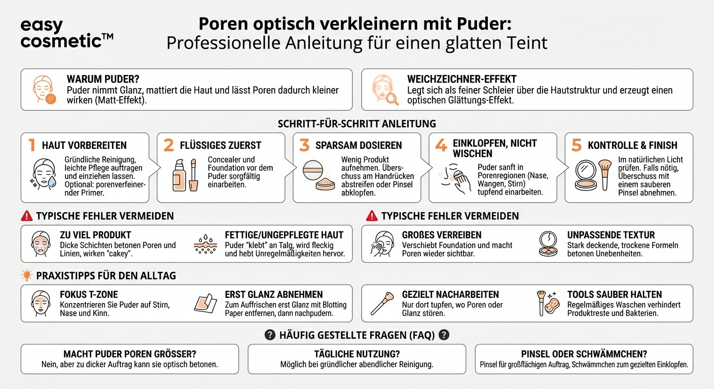 Wie trage ich Puder richtig auf, damit Poren optisch verfeinert wirken?