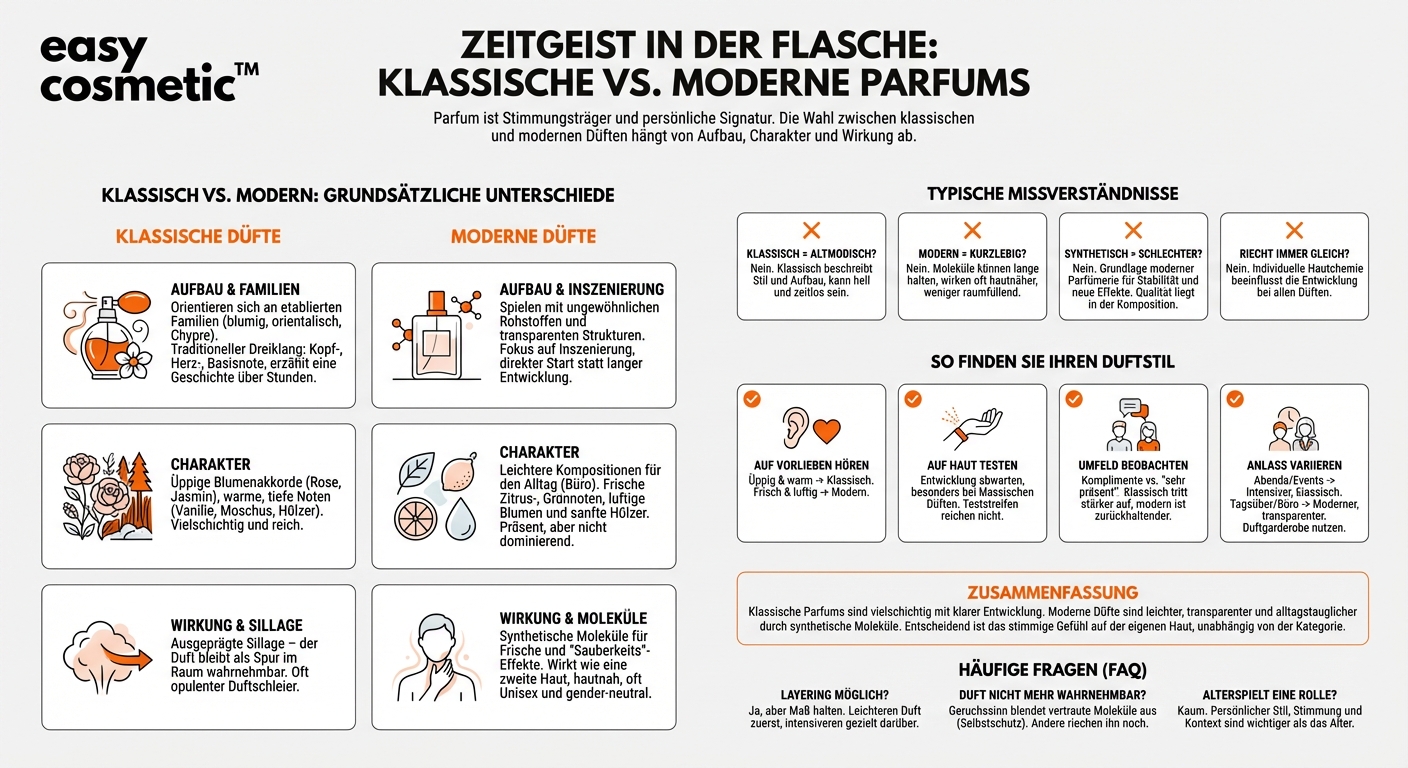 Wie unterscheiden sich moderne Parfums von klassischen Düften in Aufbau und Duftwirkung?