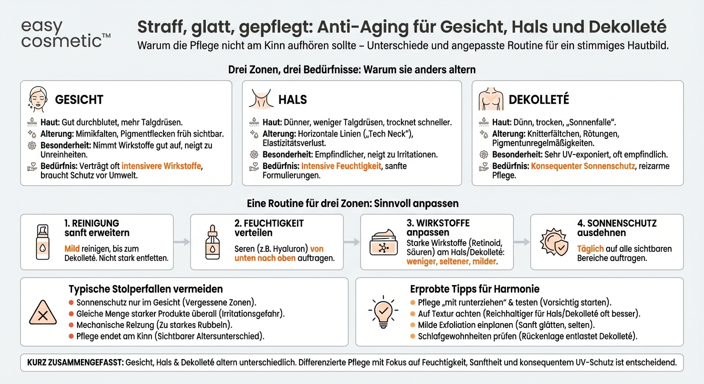 Wie unterscheidet sich Anti-Aging-Pflege für Gesicht, Hals und Dekolleté?