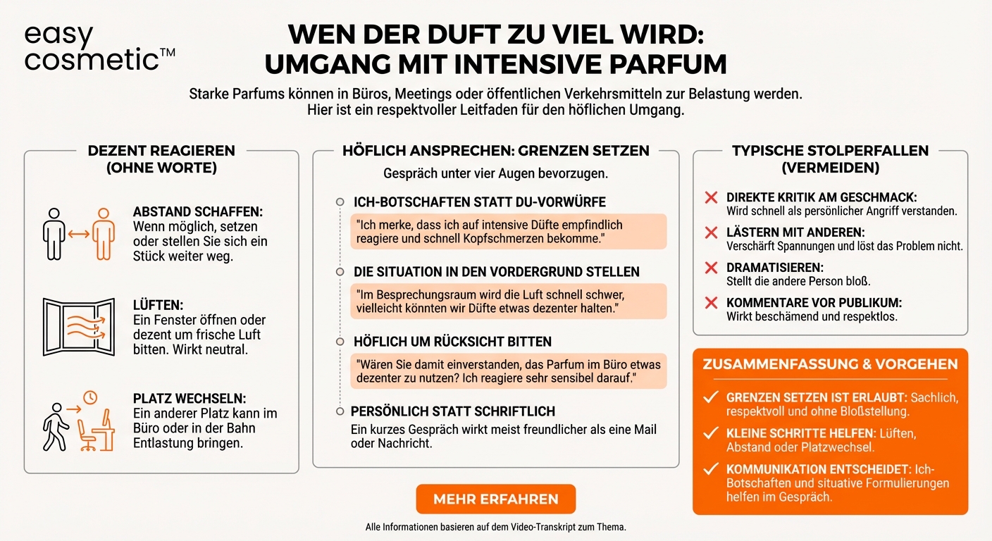 Wie verhalte ich mich höflich, wenn ich den Parfumduft anderer als zu intensiv empfinde?