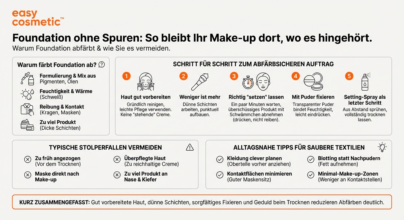Wie verhindere ich, dass Foundation auf Kleidung oder Maske abfärbt?