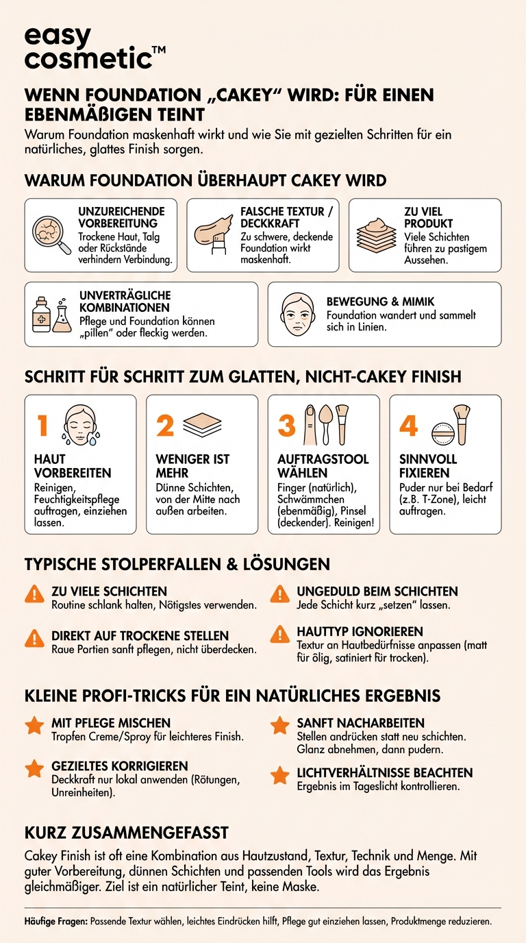 Wie verhindere ich, dass Foundation cakey aussieht oder sich absetzt?