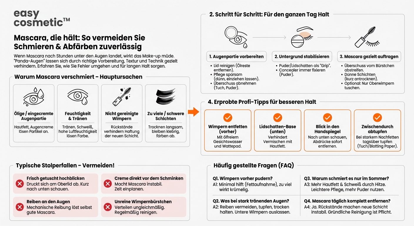 Wie verhindere ich, dass Mascara schmiert oder abfärbt?