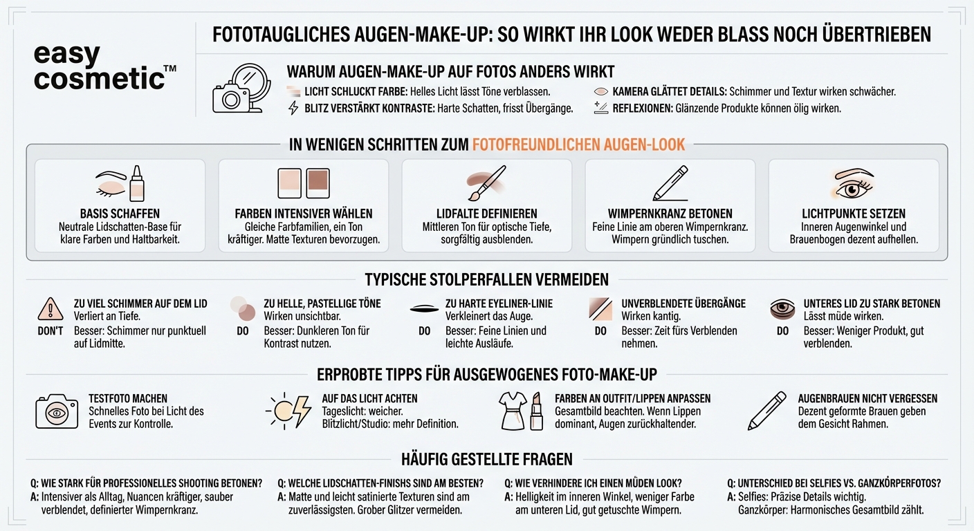 Wie verhindere ich, dass mein Augen-Make-up auf Fotos zu blass oder zu stark wirkt?