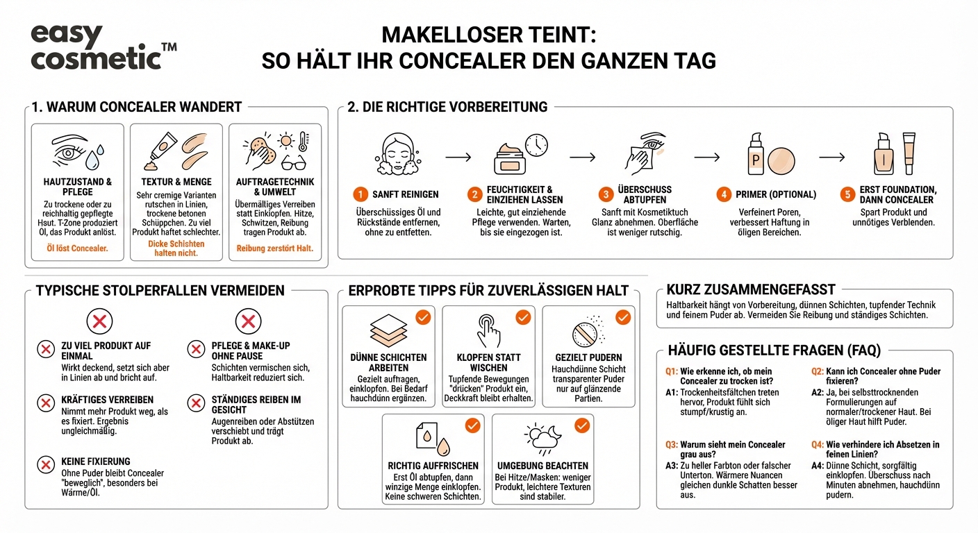 Wie verhindere ich, dass mein Concealer im Laufe des Tages fleckig wird oder verschwindet?