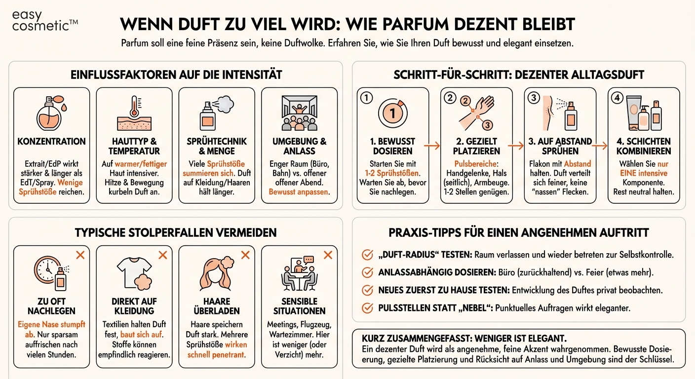 Wie verhindere ich, dass mein Parfum zu intensiv oder aufdringlich wirkt?