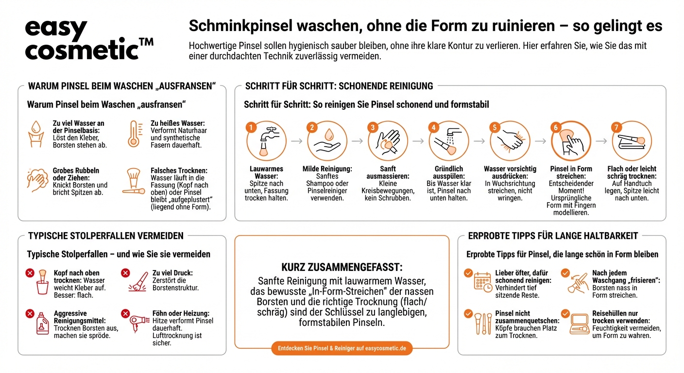 Wie verhindere ich, dass Pinsel beim Waschen ihre Form verlieren oder spreizen?