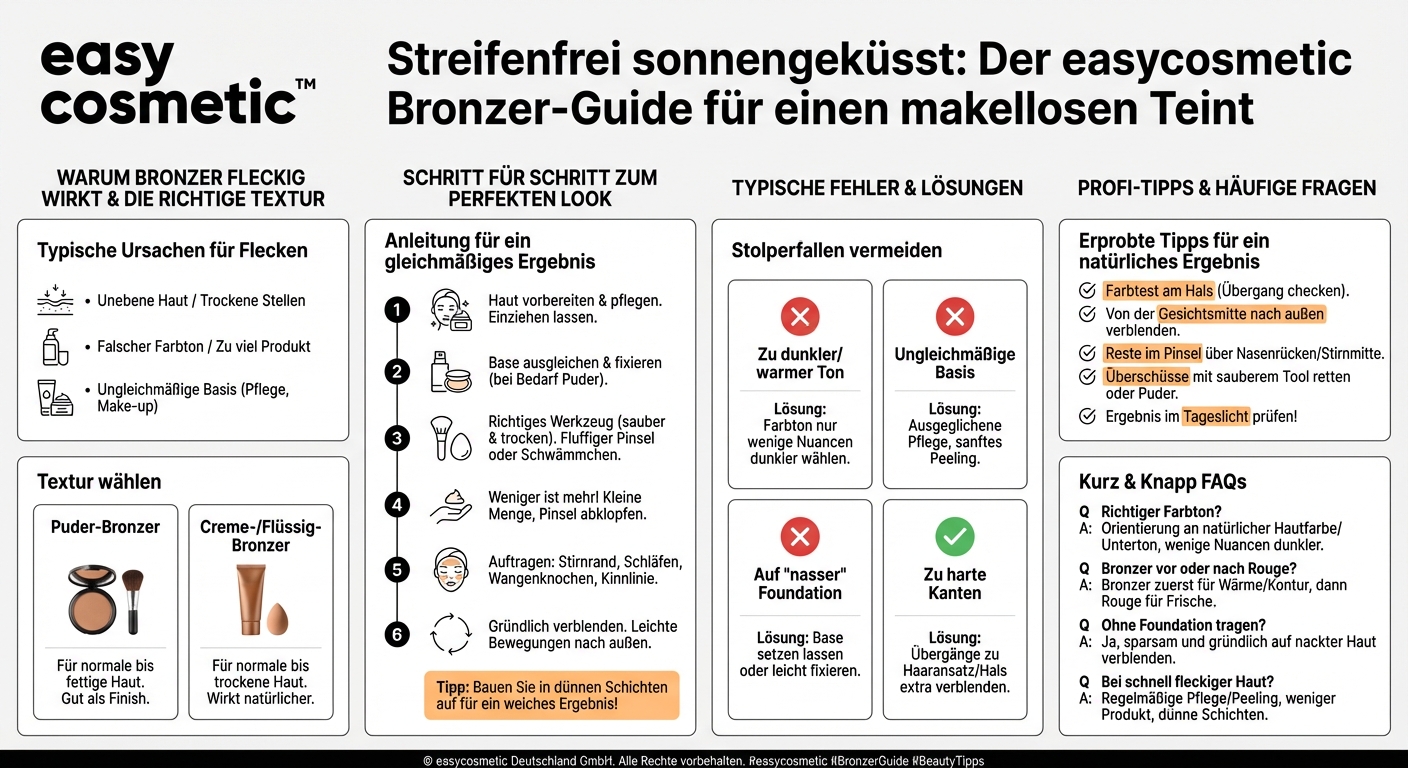 Wie verhindere ich Flecken oder Balken beim Auftragen von Bronzer?