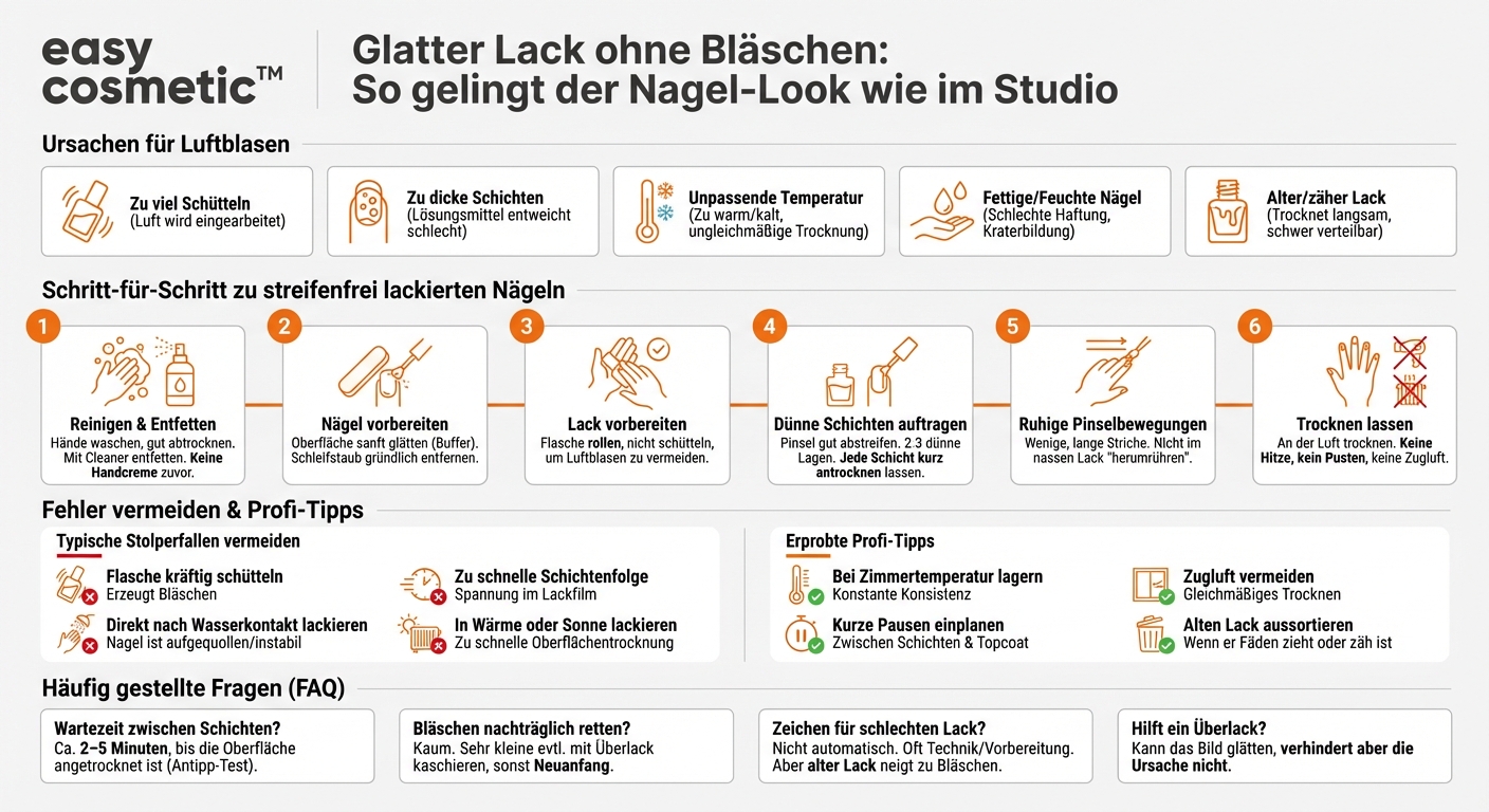 Wie verhindere ich Luftblasen im Nagellack beim Auftragen?