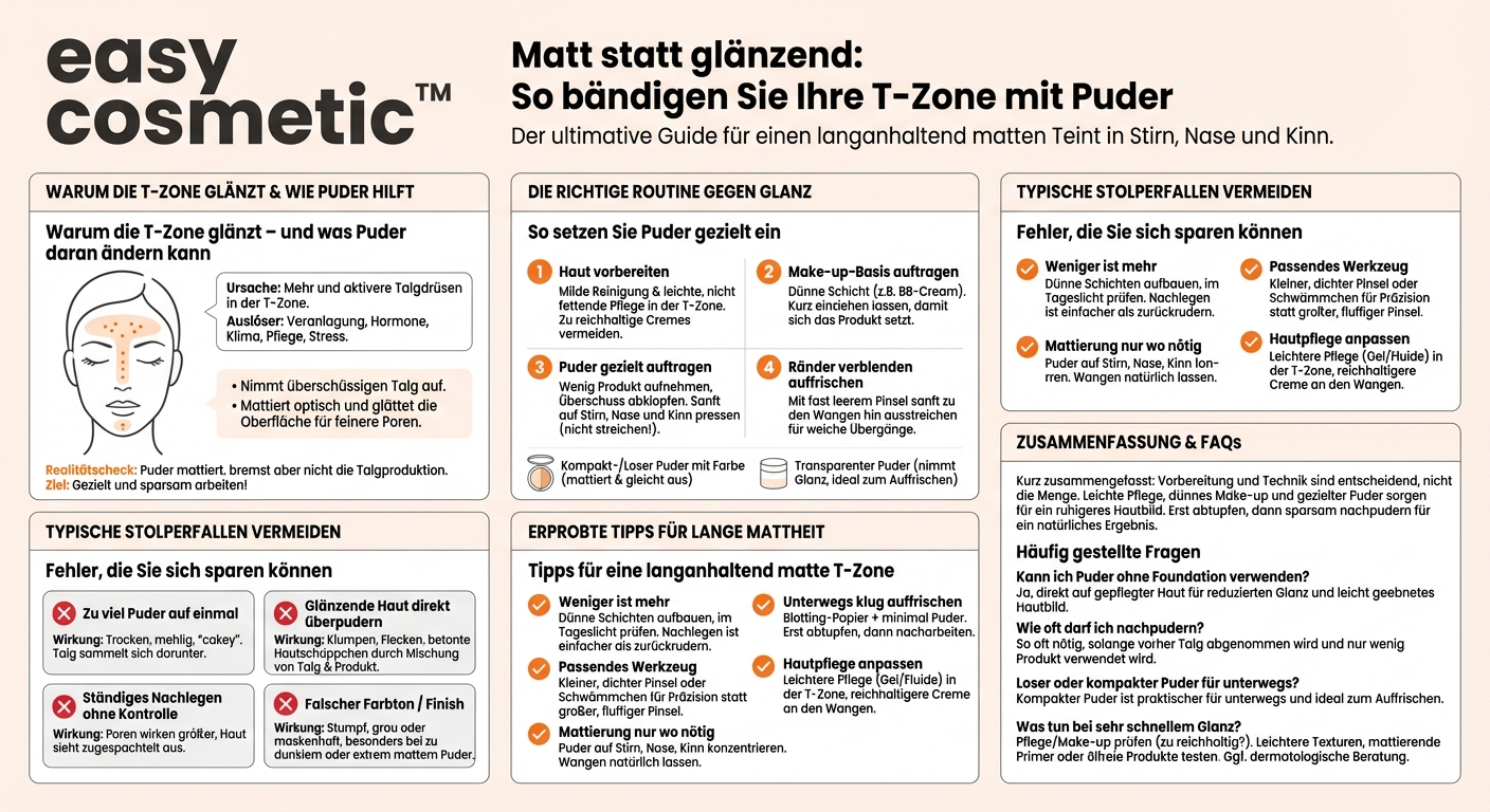 Wie verhindere ich mit Puder, dass meine T-Zone im Laufe des Tages glänzt?