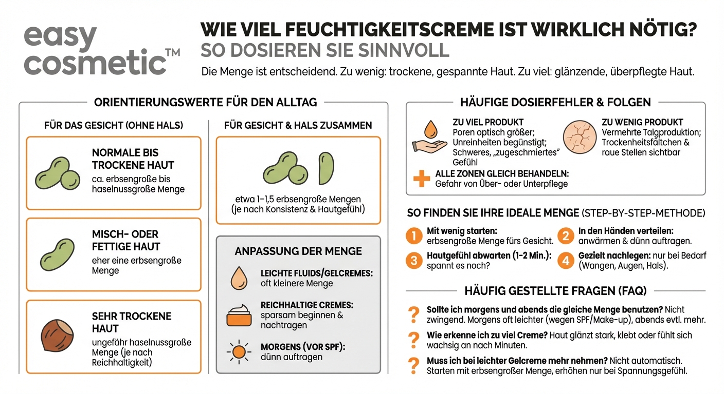 Wie viel Produkt sollte ich von meiner Feuchtigkeitscreme pro Anwendung benutzen?