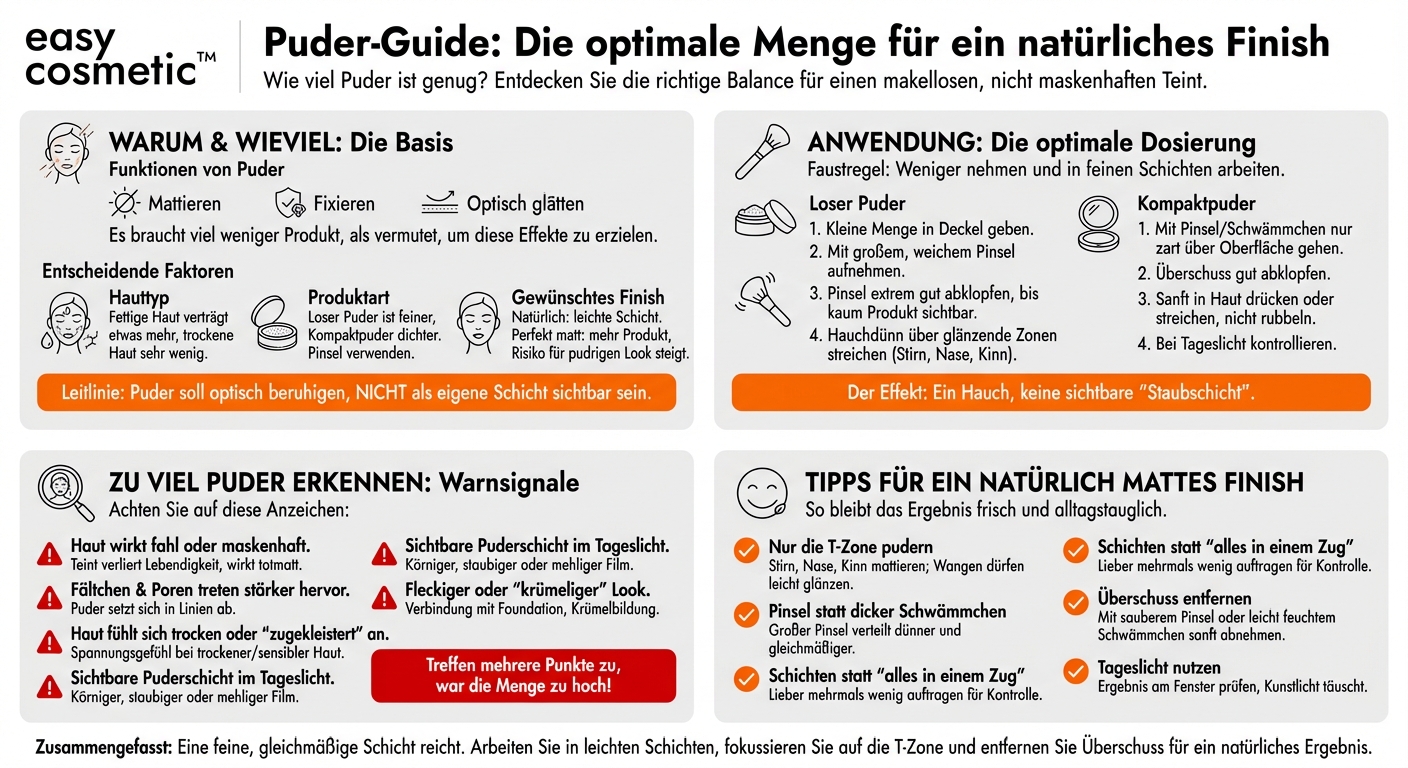 Wie viel Puder ist optimal und woran erkenne ich, dass ich zu viel verwendet habe?