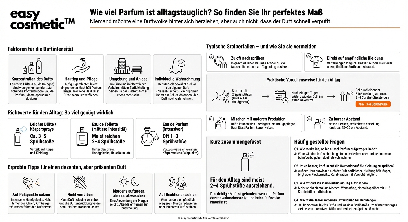 Wie viel Sprühstöße Parfum sind angemessen für den Alltag?