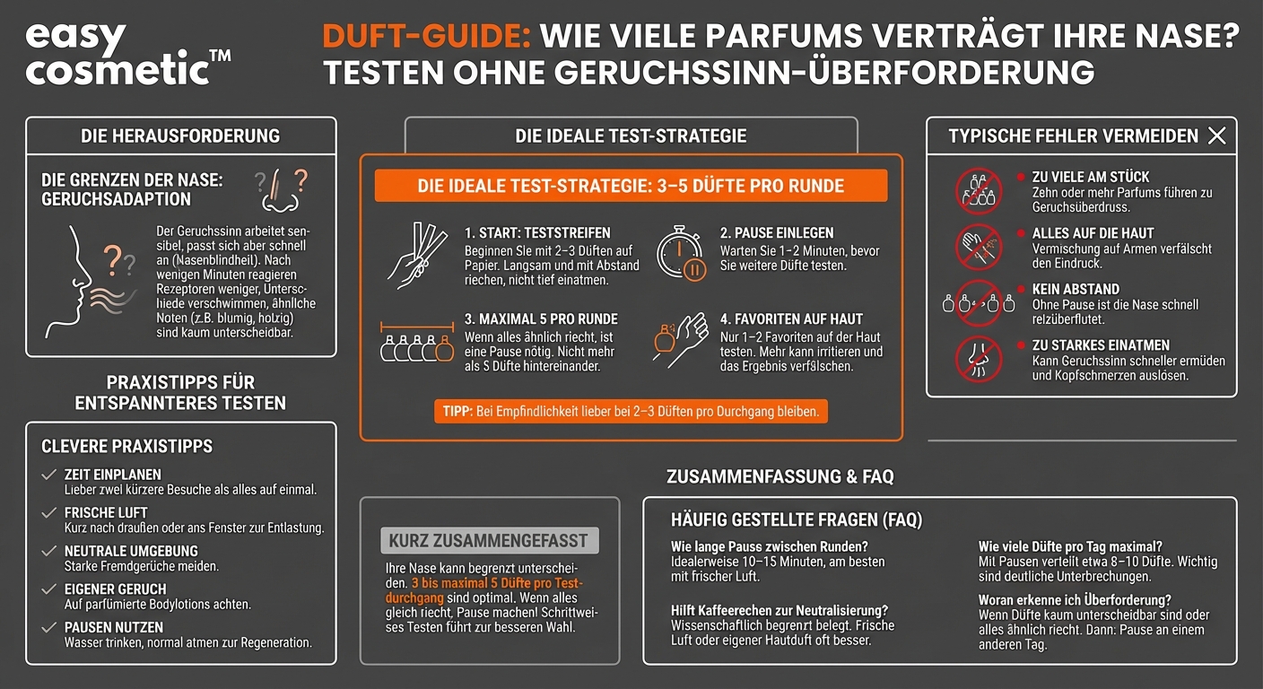 Wie viele Düfte sollte man gleichzeitig testen, ohne die Nase zu überfordern?