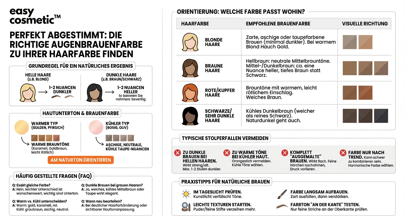Wie wähle ich die richtige Augenbrauenfarbe passend zu meiner Haarfarbe aus?