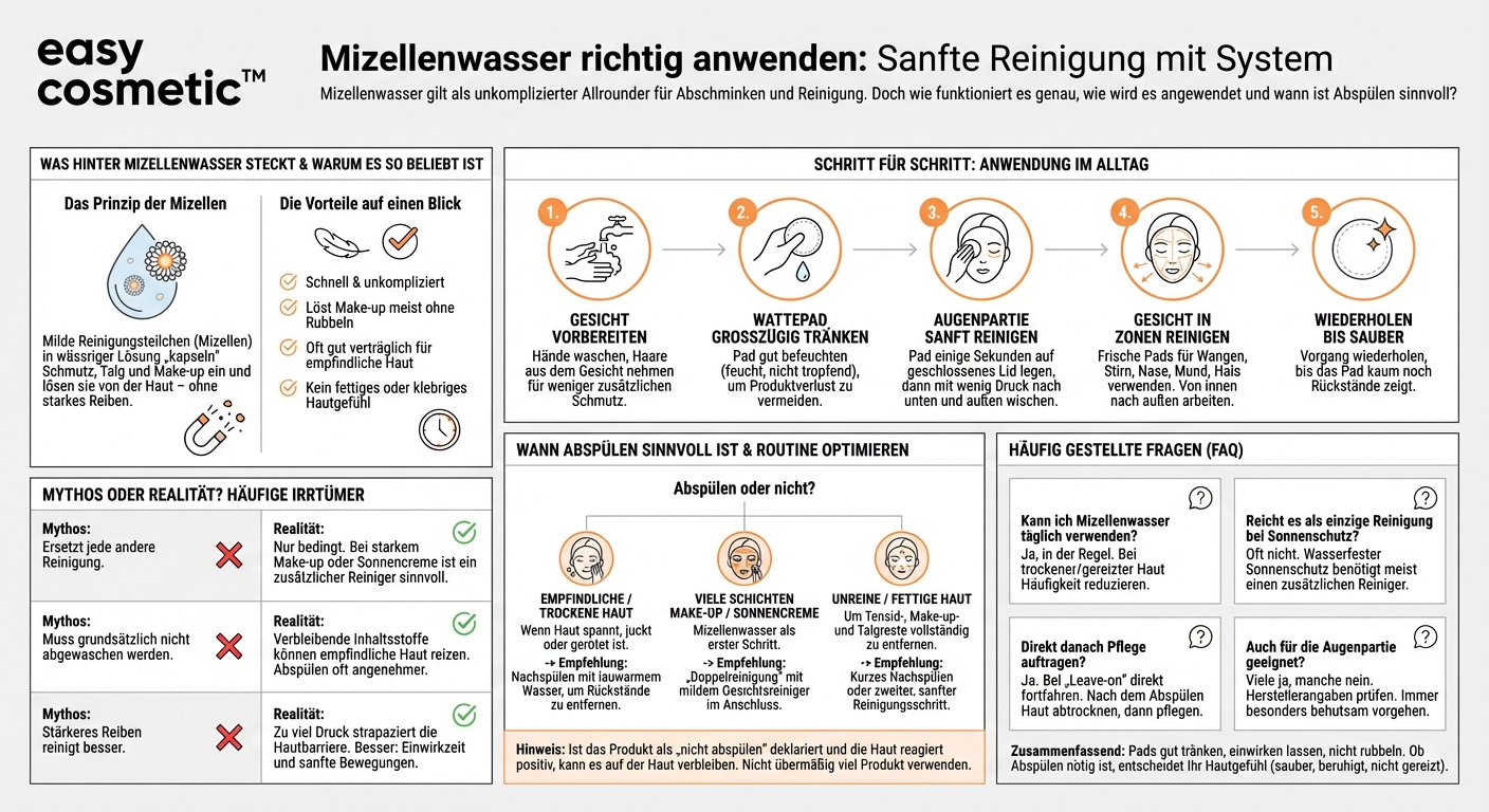 Wie wende ich ein Mizellenwasser richtig an und muss ich es abwaschen?