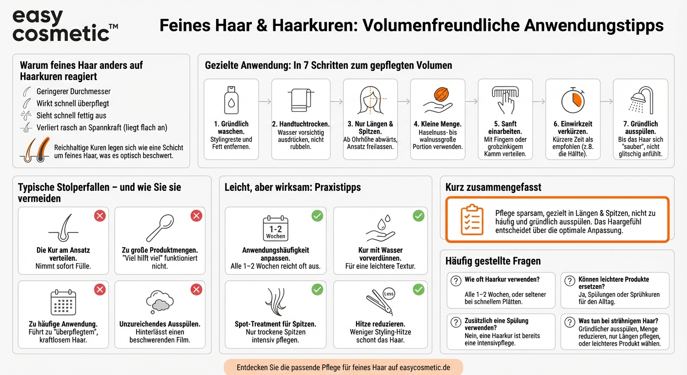 Wie wende ich Haarkuren bei sehr feinem Haar an, ohne es zu beschweren?