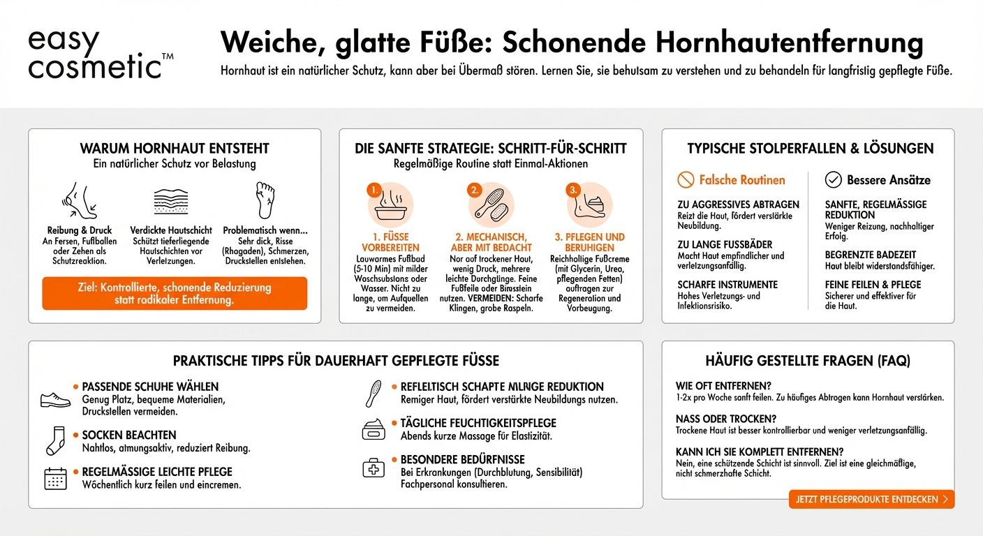 Wie werde ich Hornhaut an den Füßen schonend los?