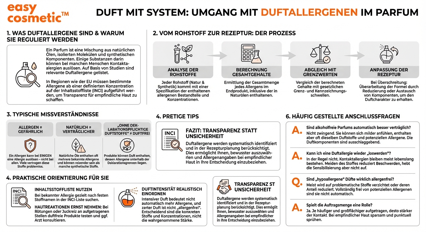 Wie werden Allergene in Parfums identifiziert und wie fließen sie in die technische Rezeptur ein?