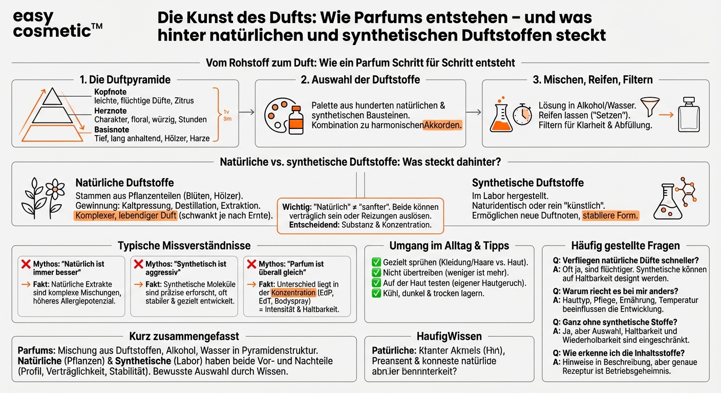 Wie werden Parfums hergestellt und was ist der Unterschied zwischen synthetischen und natürlichen Duftstoffen?