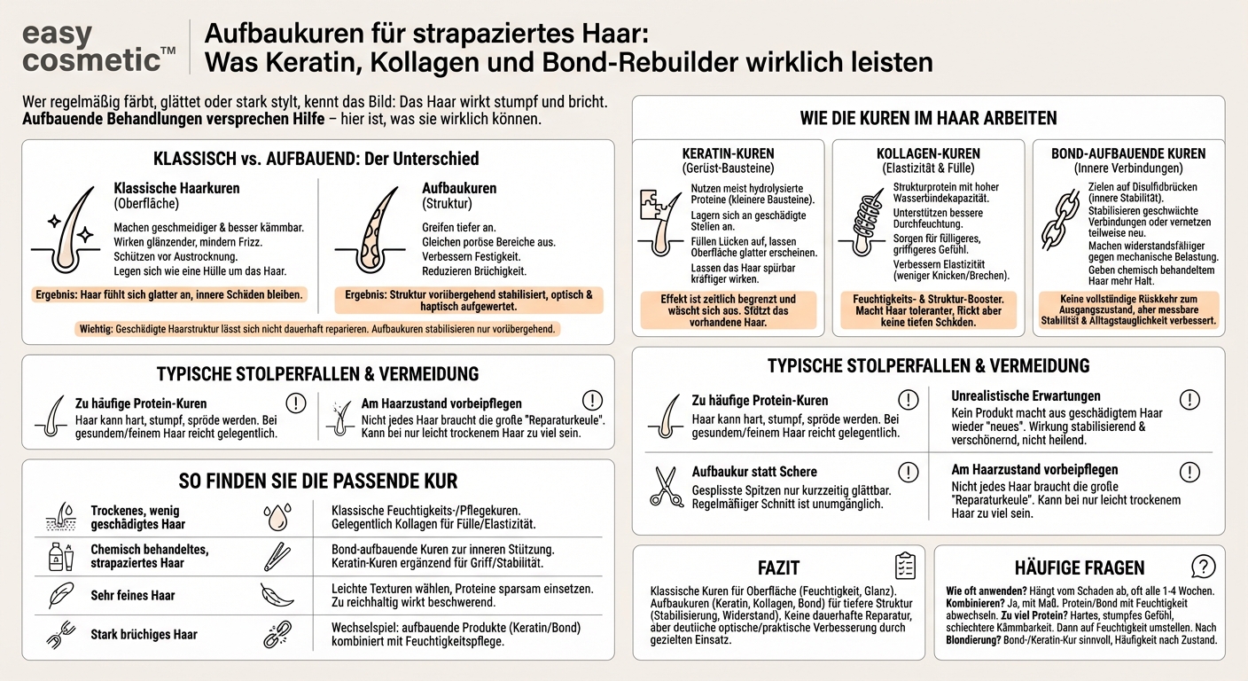 Wie wirken Keratin-, Kollagen- oder Bond-aufbauende Haarkuren im Vergleich zu klassischen Pflegekuren?