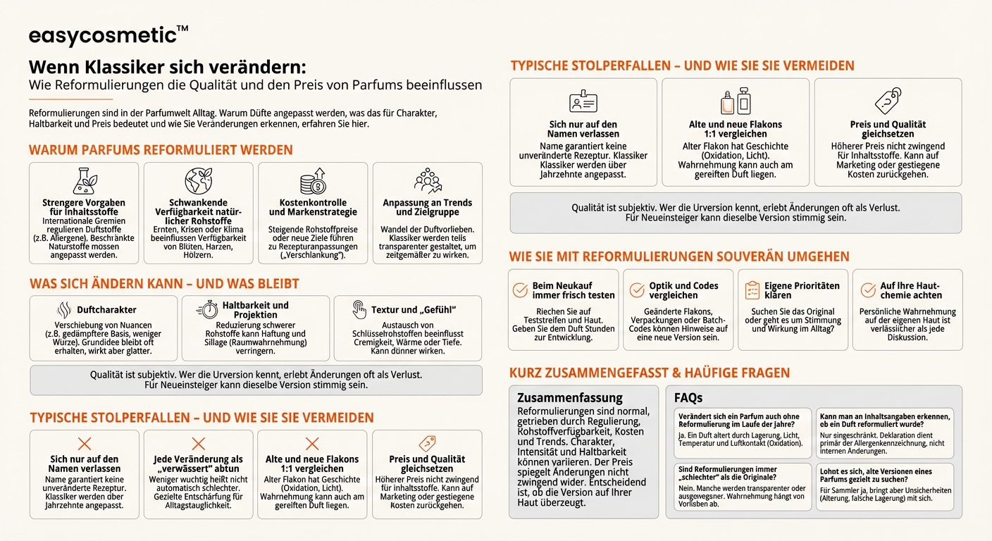 Wie wirken sich Reformulierungen auf Qualität und Preis eines bekannten Parfums aus?
