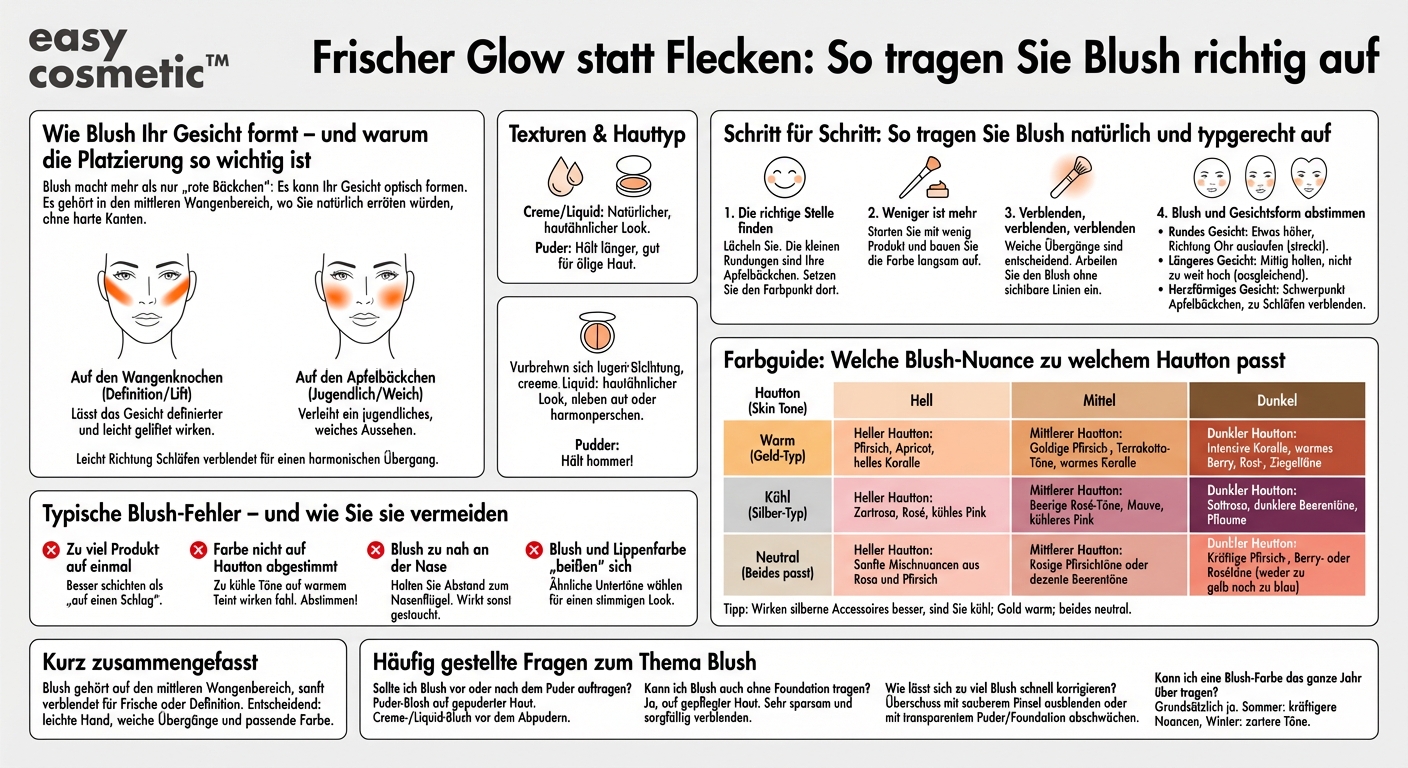 Wo trage ich Blush richtig auf und welche Farbe passt zu meinem Hautton?