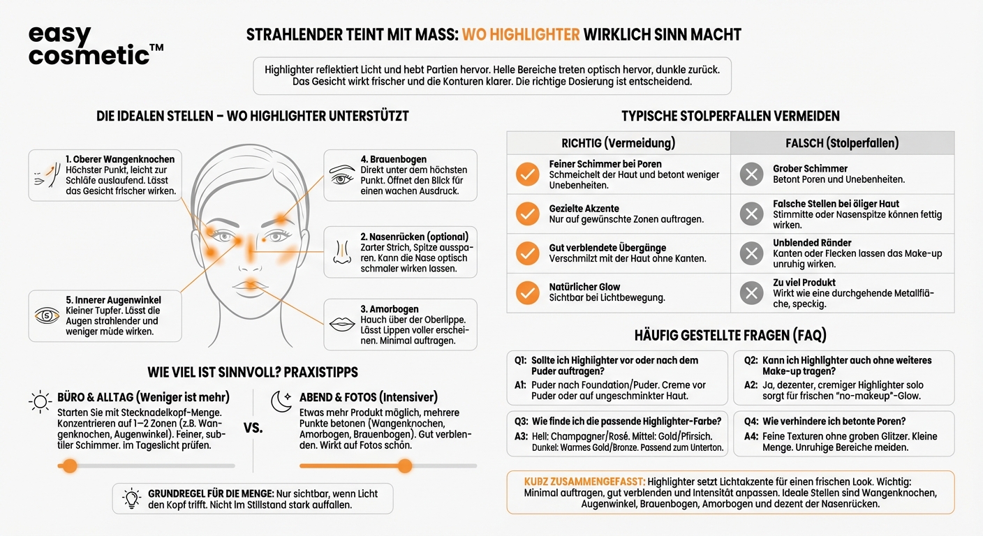 Wo trage ich Highlighter auf und wie viel ist sinnvoll?