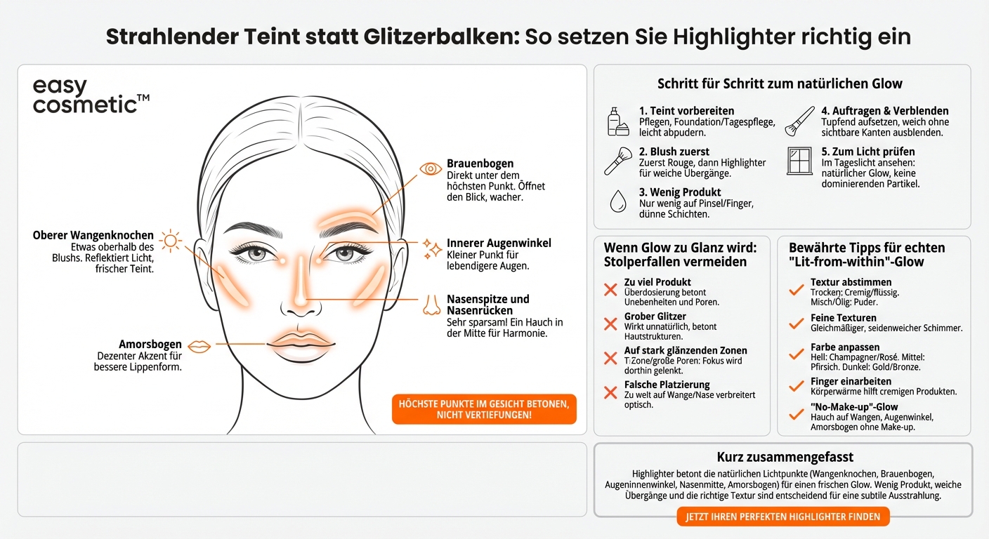 Wohin gehört Highlighter und wie bekomme ich einen natürlichen Glow?